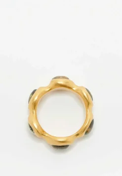 Prounis 22K, Green Tumbled Sapphire Breccia Ring