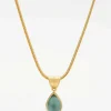 Prounis 22K, Green-Blue Tourmaline Tear Drop Pendant