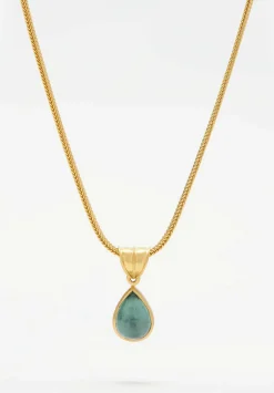 Prounis 22K, Green-Blue Tourmaline Tear Drop Pendant