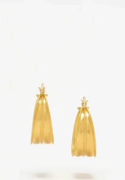 Prounis 22K, Hinged Laurel Hoop Earrings