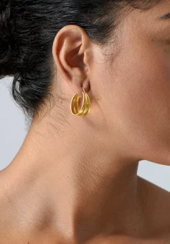 Prounis 22K, Hinged Laurel Hoop Earrings