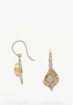 Annie Fensterstock 22K, 18K, Grey Diamond Earrings