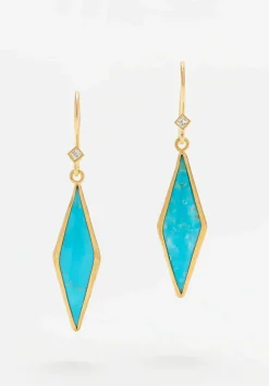 Lika Behar 24K, Kingman Turquoise And Diamond Kite Earrings