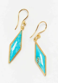 Lika Behar 24K, Kingman Turquoise And Diamond Kite Earrings