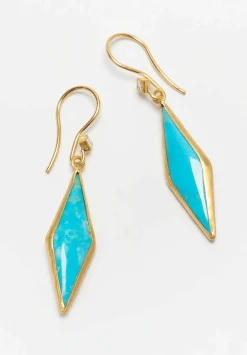 Lika Behar 24K, Kingman Turquoise And Diamond Kite Earrings