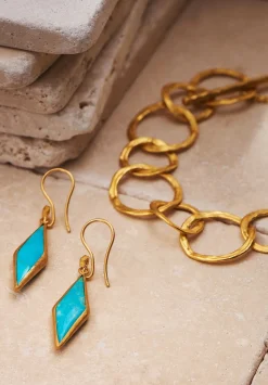 Lika Behar 24K, Kingman Turquoise And Diamond Kite Earrings