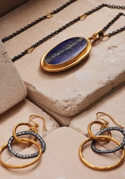 Lika Behar 22K, Lapis Rough/Smooth Reversible Large ''Rocky'' Pendant
