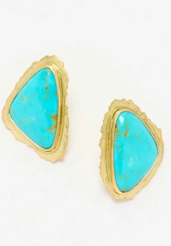 Greig Porter 18K, Large Kingman Turquoise Posts