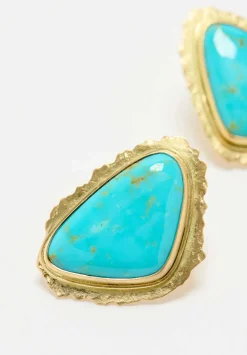Greig Porter 18K, Large Kingman Turquoise Posts