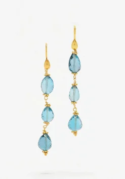 Greig Porter 18K, London Blue Topaz Triple Drop Earrings