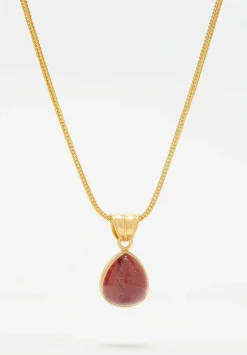 Prounis 22K, Rose Tourmaline Tear Pendant