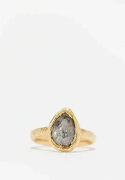Ellis Mhairi Cameron 14K, Salt & Pepper Pear Cut Diamond Ring