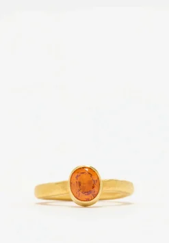 Greig Porter 22K, Sapphire Oval Cut Ring With Hammered Finish