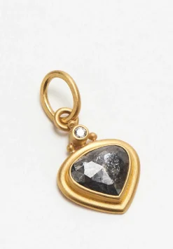 Denise Betesh 22K Tabiz Salt & Pepper Diamond Slice Pendant