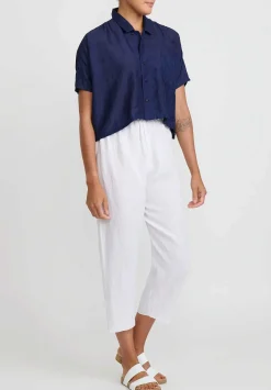 Kaval Khadi Silk Aloha Short Shirt In Indigo Blue