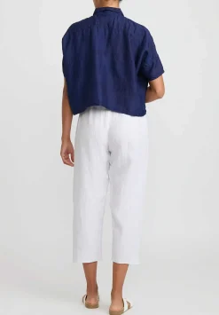 Kaval Khadi Silk Aloha Short Shirt In Indigo Blue