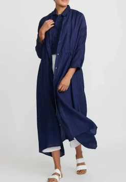 Kaval Khadi Silk Aloha Short Shirt In Indigo Blue
