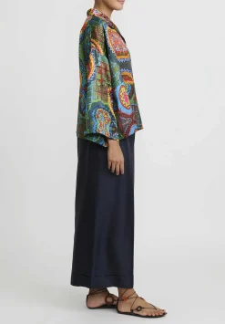 Rianna + Nina Kipos Claudia Blouse In Dasos, Green & Blue