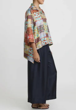Rianna + Nina Kipos Claudia Blouse In Dasos Green & Blue