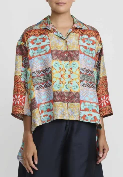 Rianna + Nina Kipos Claudia Blouse In Dasos Green & Blue