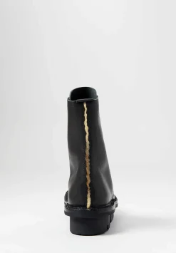 Trippen Lace Up Kintsugi Boot In Black & Gold