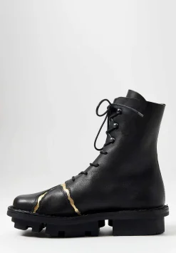 Trippen Lace Up Kintsugi Boot In Black & Gold