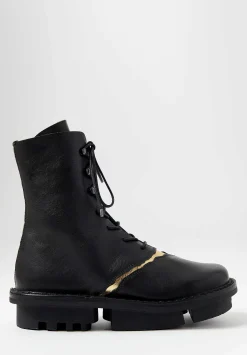 Trippen Lace Up Kintsugi Boot In Black & Gold