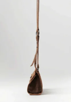 Corîu Laminato Leather Mini Bitta Crossbody Bag In Black & Brown