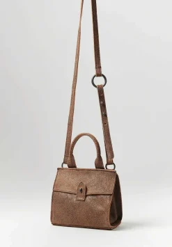 Corîu Laminato Leather Mini Bitta Crossbody Bag In Black & Brown