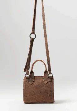 Corîu Laminato Leather Mini Bitta Crossbody Bag In Black & Brown