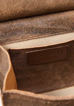 Corîu Laminato Leather Mini Bitta Crossbody Bag In Black & Brown