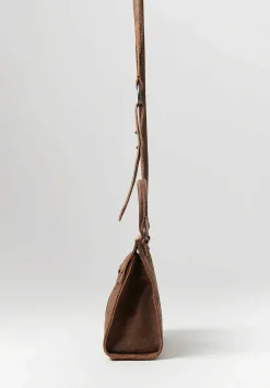 Corîu Laminato Leather Xsmall Bitta Crossbody Bag In Raw Black & Brown