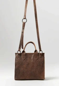 Corîu Laminato Leather Xsmall Bitta Crossbody Bag In Raw Black & Brown