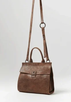 Corîu Laminato Leather Xsmall Bitta Crossbody Bag In Raw Black & Brown