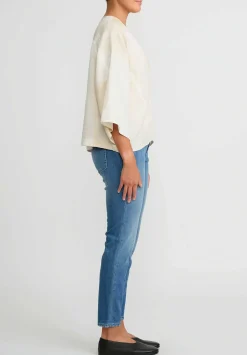Mieko Mintz 2-Layer Jaipur Cotton & Silk Bell Jacket In Ivory White