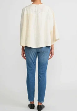 Mieko Mintz 2-Layer Jaipur Cotton & Silk Bell Jacket In Ivory White
