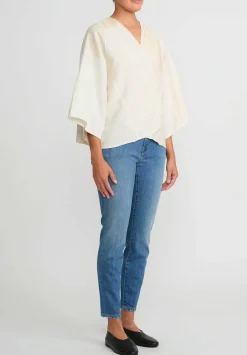 Mieko Mintz 2-Layer Jaipur Cotton & Silk Bell Jacket In Ivory White