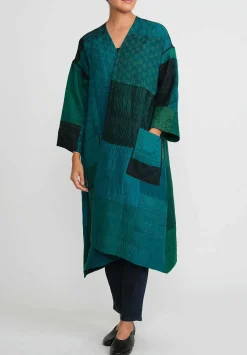Mieko Mintz 4-Layer Vintage Cotton & Silk Duster In Emerald Green