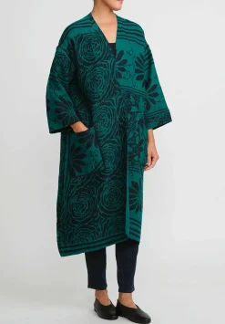 Mieko Mintz 4-Layer Vintage Cotton & Silk Duster In Emerald Green