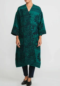 Mieko Mintz 4-Layer Vintage Cotton & Silk Duster In Emerald Green