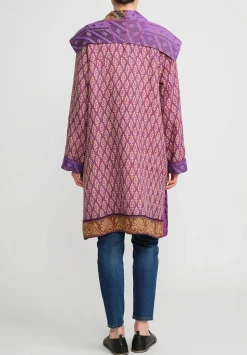 Mieko Mintz 4-Layer Vintage Cotton Medium Pocket Coat In Purple, Brown & Black