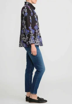 Mieko Mintz 4-Layer Vintage Cotton Short Jacket In Black, Purple & Blue