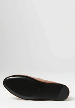 Jil Sander Leather Flat Ballet Slippers In Hazel Brown