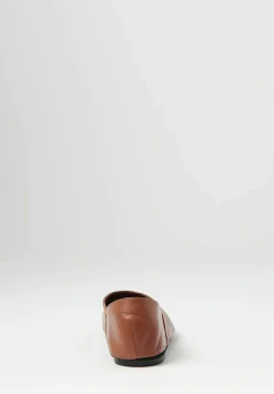 Jil Sander Leather Flat Ballet Slippers In Hazel Brown