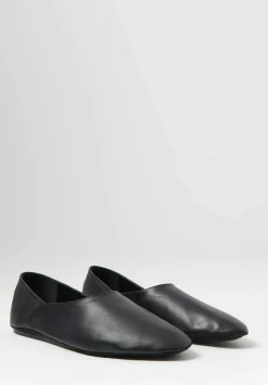Jil Sander Leather Flat Ballet Slippers In Black
