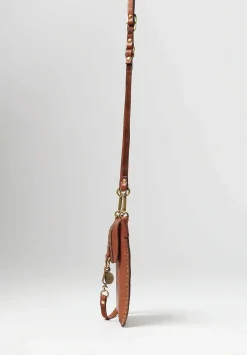Campomaggi Leather Riveted Phone Case In Cognac Brown