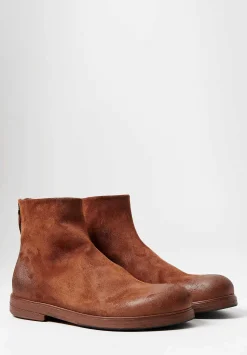 Marsèll Leather Zucca Zepa Ankle Boots In Basalto Brown