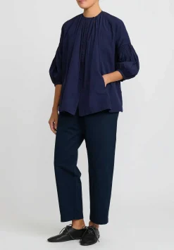 Casey Casey Light Paper Cotton 3 By 3 Shirt In Ink Blue