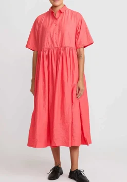 Casey Casey Light Paper Cotton Ethal Dress In Coral Pink