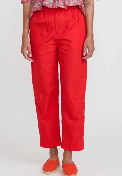 Daniela Gregis Light Weight Washed Cotton Sigaretta Elastico Pants In Rosso Red